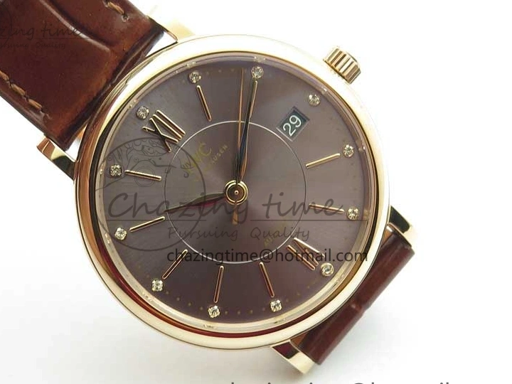 MIROTIME 1226 Portofino 37mm RG V7F 1:1 Best Edition Gray Dial on Deep Brown Leather Strap A SunProtective 7090